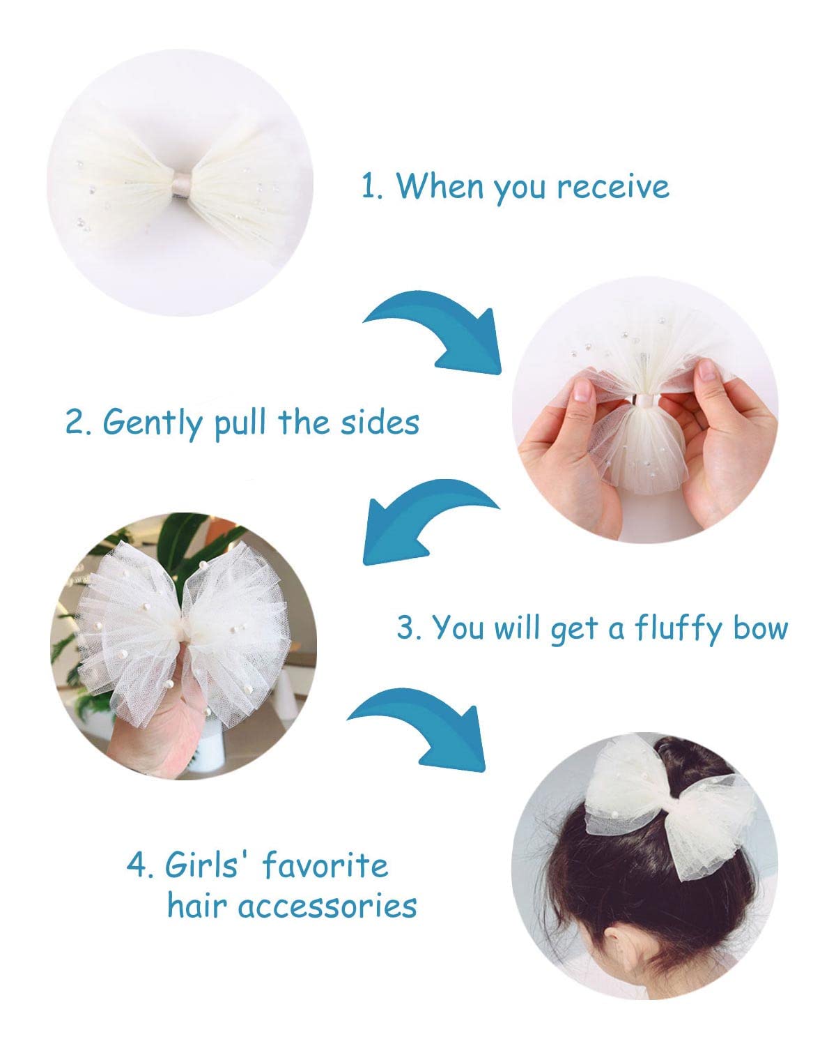 2Pcs Pearl Hair Bows Clip For Toddler Girls Ivory Sweet First Communion Baby Hair Clips For Wedding Party Daily Wearing