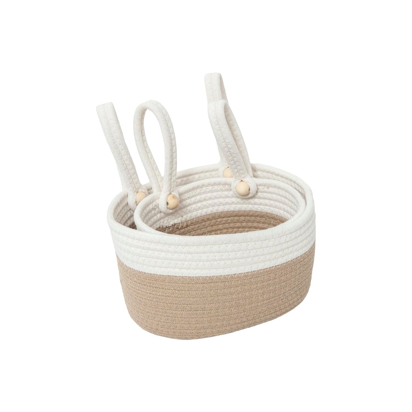 Yahuan Cotton Hanging Basket For Organizing Hanging Wall Basket With Handle For Wall Decor Bedroom Car Seat Back Stroller (Khaki