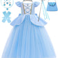 Hulaha Girls Princess Fancy Dress Kids Halloween Cosplay Dress Up Costume Sets For Cinderella4-5Years