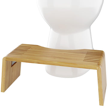Squatty Potty Oslo Folding Bamboo Toilet Stool - 7 Inches, Collapsible Bathroom Stool For Kids And Adults - Brown, Portable And