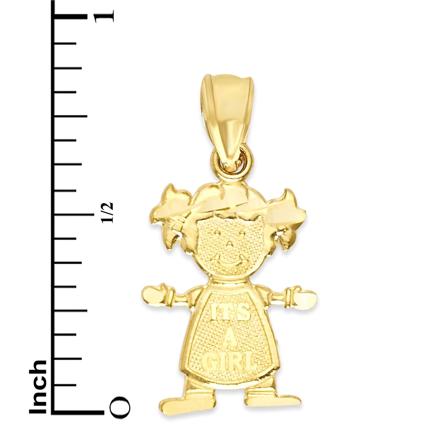 10K Solid Gold Newborn Girl Pendant, Young Child Jewelry, Baby Shower Gifts For New Moms