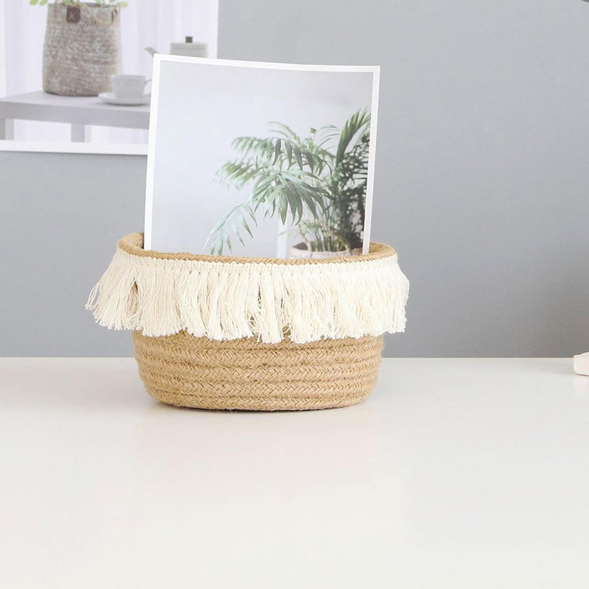 TRENDIVIBE Portable Cotton Rope Storage Baskets Toys Organizer Bin for Bathroom Dorm M