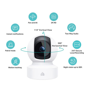 Kasa 2K Qhd Security Camera Pan/Tilt, Starlight Sensor For Color Night Vision, Motion Detection For Baby & Pet Monitor, 2-Way Au
