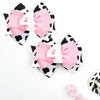 Birthday Hair Clips For Baby Girls - 2Pc Cow Print Bow With White Number Hair Clips For 4Th Birthday Baby Bow Party Decorations