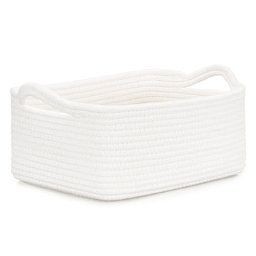 CLHMILY&Z Small Cube Storage Baskets, Decorative Woven Cotton Rope Baskets with Handles for Organizing, Shelf, Closet, Nursery, 