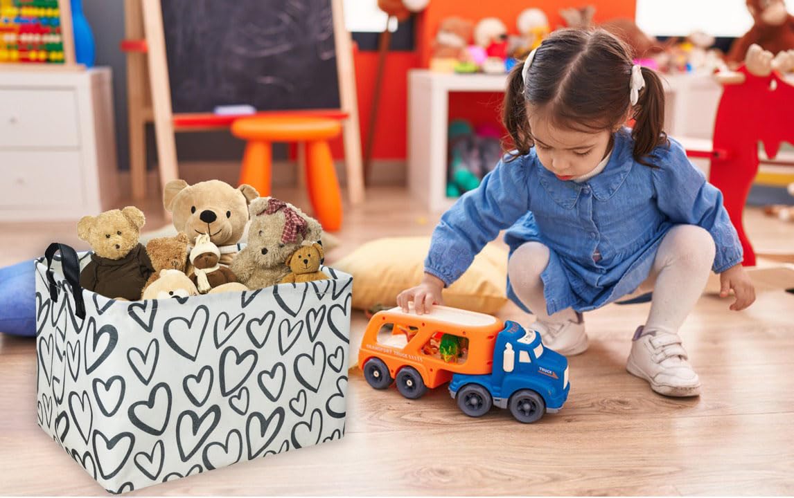 Essme Rectangular Heart Basket Gift Storage Box,Heart Storage Bins Organizer With Handles For Girls Room Decor,Basket,Shelf Bask