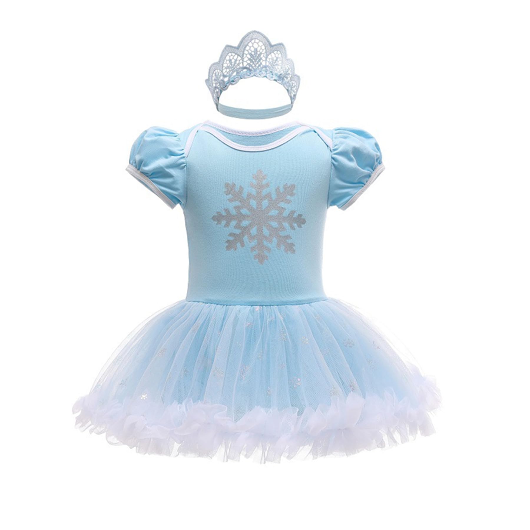 Baby Girls Princess Elsa Costume for Infant Romper Onesie Babysuit Birthday Christmas Halloween with Headband 12-18Months(E23-95