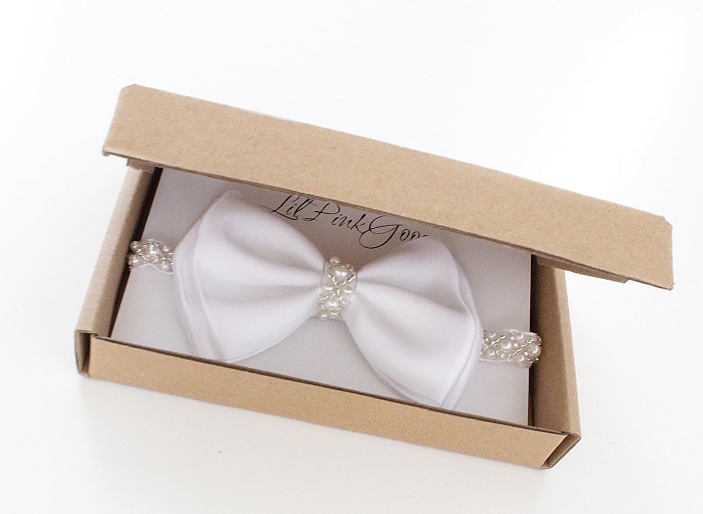 0-12 Newborn Baby Baptism Pearl Headband With Bow In White Christening Headband With Satin Bow, Pearl Rhinestone Band (Cream(0-3