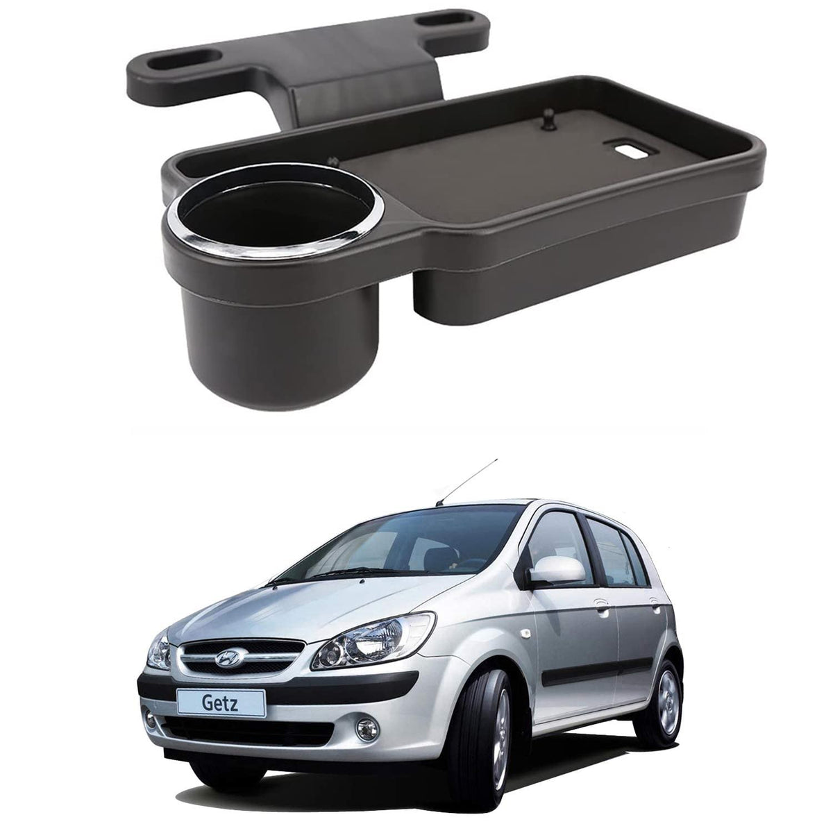 Oshotto (FT04) Foldable Car Auto Headrest Rear Back Seat Table Drink Food Cup Tray Holder Compatible with Hyundai Getz  Black