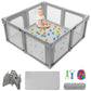 Seeday Foldable Baby Playpen, 51 Playpen for Babies and Toddlers with Mat Ocean Balls and Pull Links, Play Pen with Soft Breatha