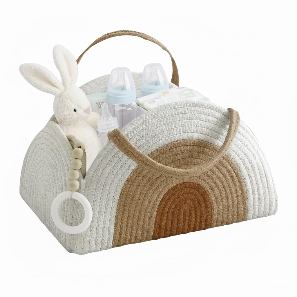 ZIBUYU Cotton Rope Diaper Caddy Organizer Basket