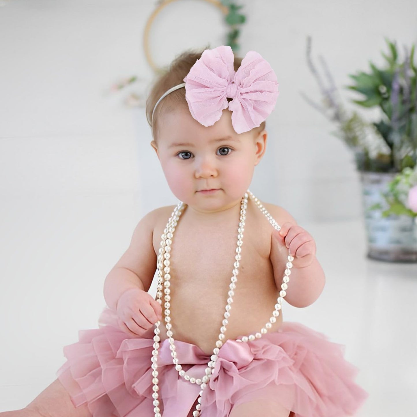 Lanmerry Baby Girls Stretchy Soft Knot Headbands With Hair Bows Newborn Toddler Hairbands Infant Toddlers Kids Hair Accessories