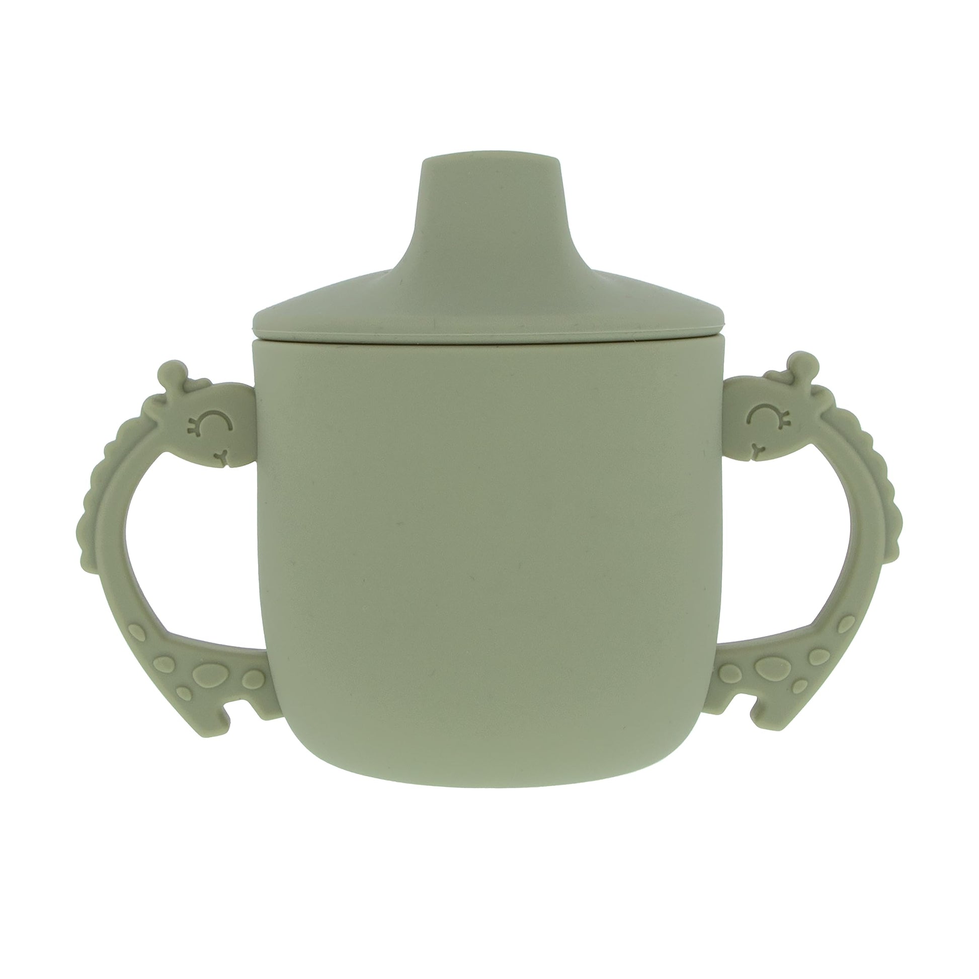 Nuby Animal Friends Silicone Sippy Cup - Toddler Cup with Two Handles - 6+ Months - Green Giraffe