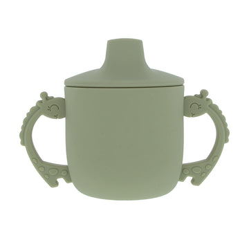 Nuby Animal Friends Silicone Sippy Cup - Toddler Cup with Two Handles - 6+ Months - Green Giraffe