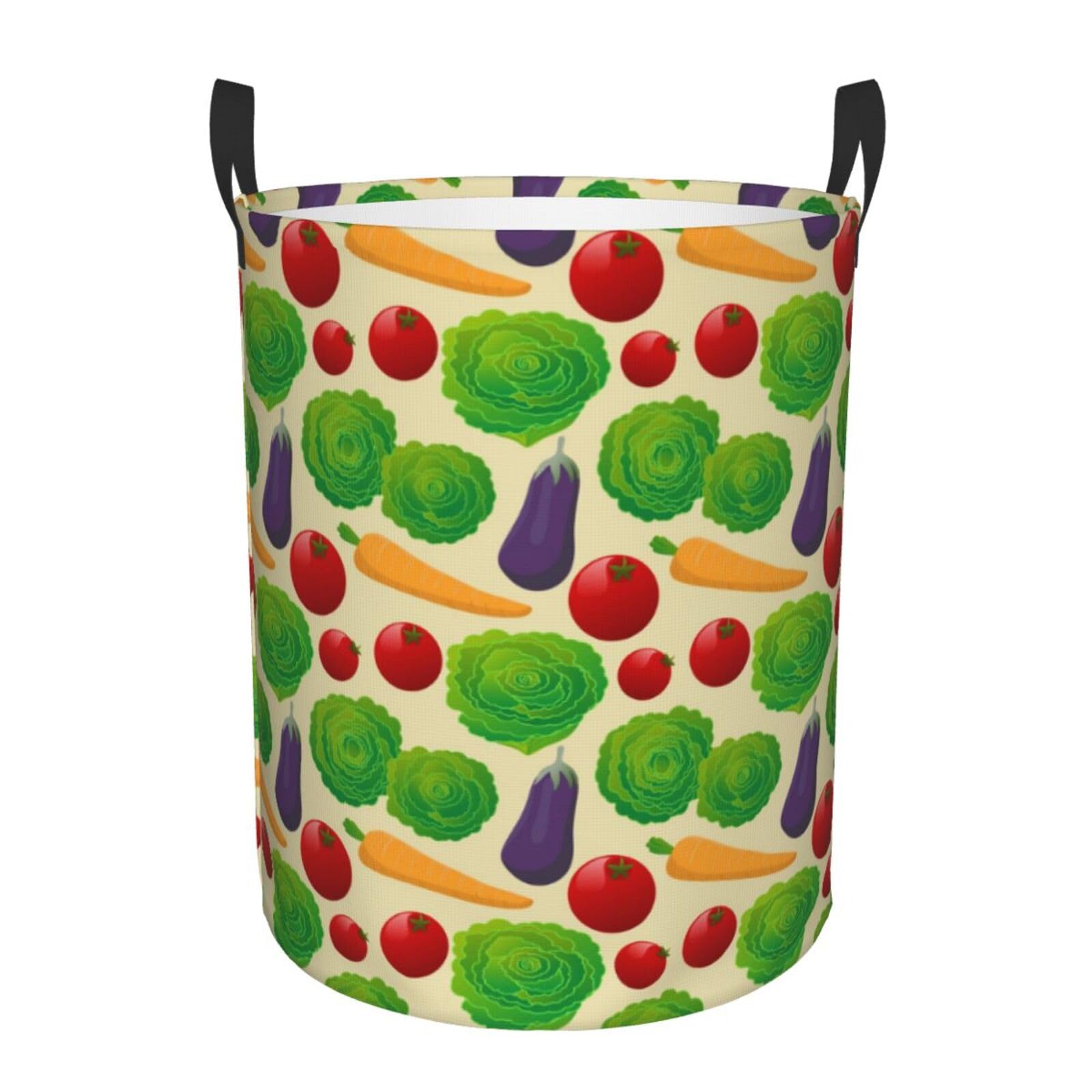 Pevtufa Vegetable Foldable Laundry Basket Organizer,Fabric Clothes Toy Storage Basket Nursery Hamper Storage Bin For Household B