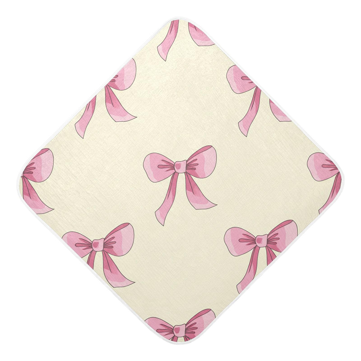 Flradish Beautiful Ribbon Bow Hooded Baby Towels Soft and Ultra Absorbent Muslin Cotton Baby Bath Towel 30x30 Inch