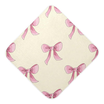 Flradish Beautiful Ribbon Bow Hooded Baby Towels Soft and Ultra Absorbent Muslin Cotton Baby Bath Towel 30x30 Inch