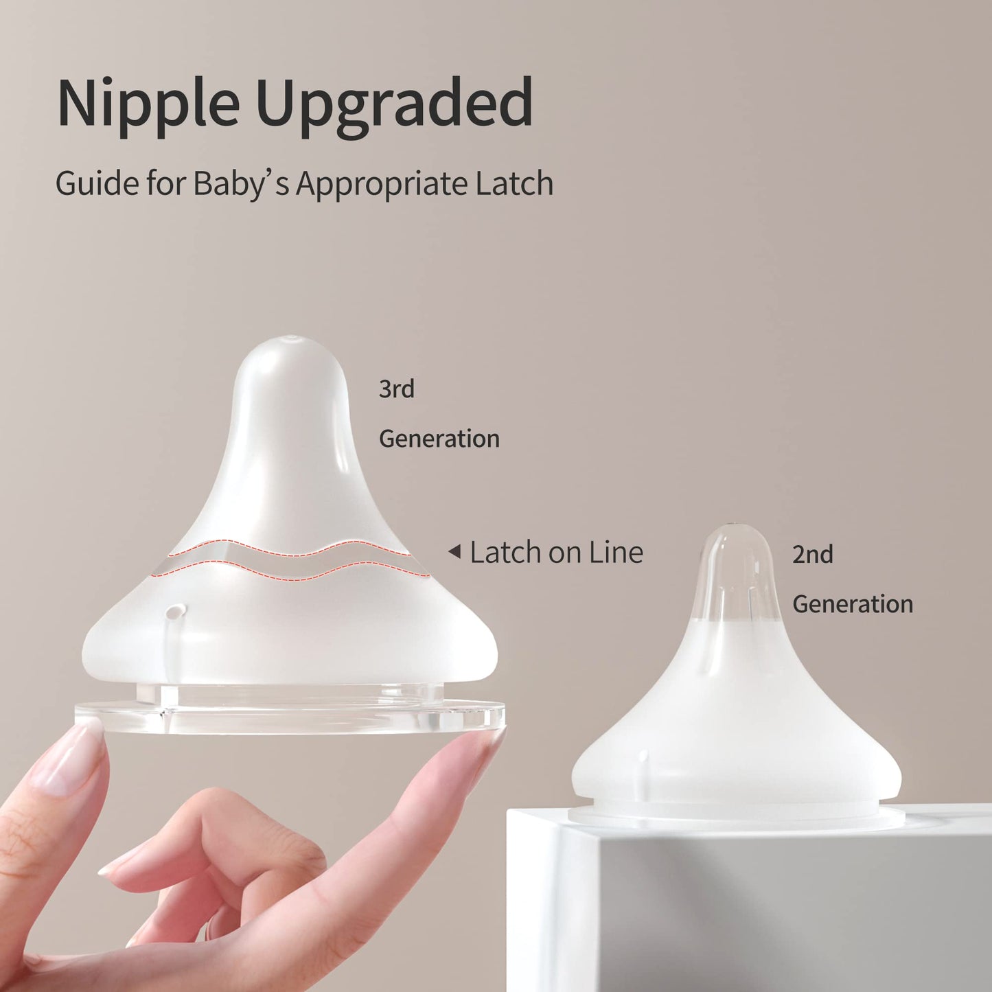 Pigeon Silicone Nipple (S) With Latch-On Line, Natural Feel, 1+ Months, 4 Counts