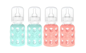 Lifefactory 4Oz Glass Baby Bottle (Mint/Cantaloupe 4Pk)