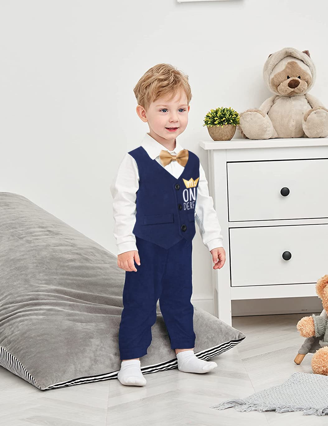 Queenstyle First Birthday Boy Outfit Bowtie Romper 1St Birthday Outfit Boy Gentleman Suit First Birthday Outfit Boy