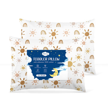 2-Pack Toddler Pillow,13X18 Cotton Toddler Pillows For Sleeping, Machine Washable Kids Pillows With Pillowcase, Perfect For Trav