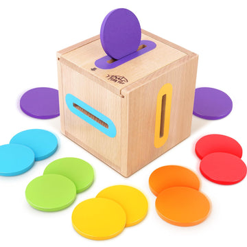 Montessori Toys for 1 2 3 Year Old: Fine Motor Skills Toys Wooden Color Sorting Sensory Toy for 1-3 Year Old, Object Permanence 