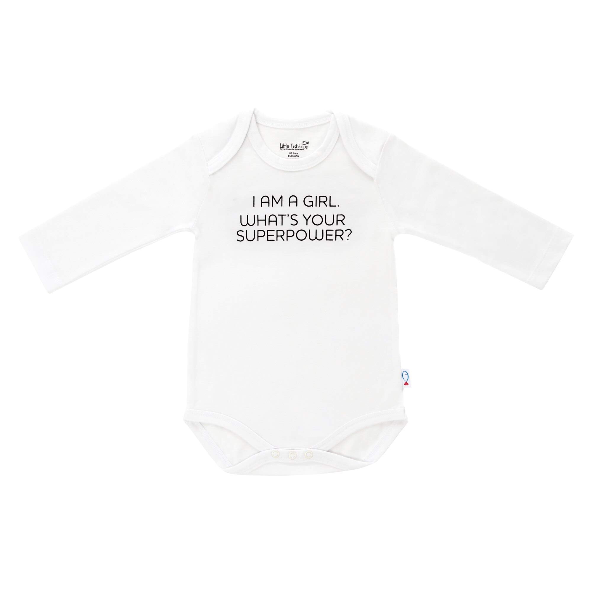 Little Fishkopp Organic Cotton Long Sleeve Graphic Baby Bodysuit | Gir – Cutebab WBBAPB082923P6Q