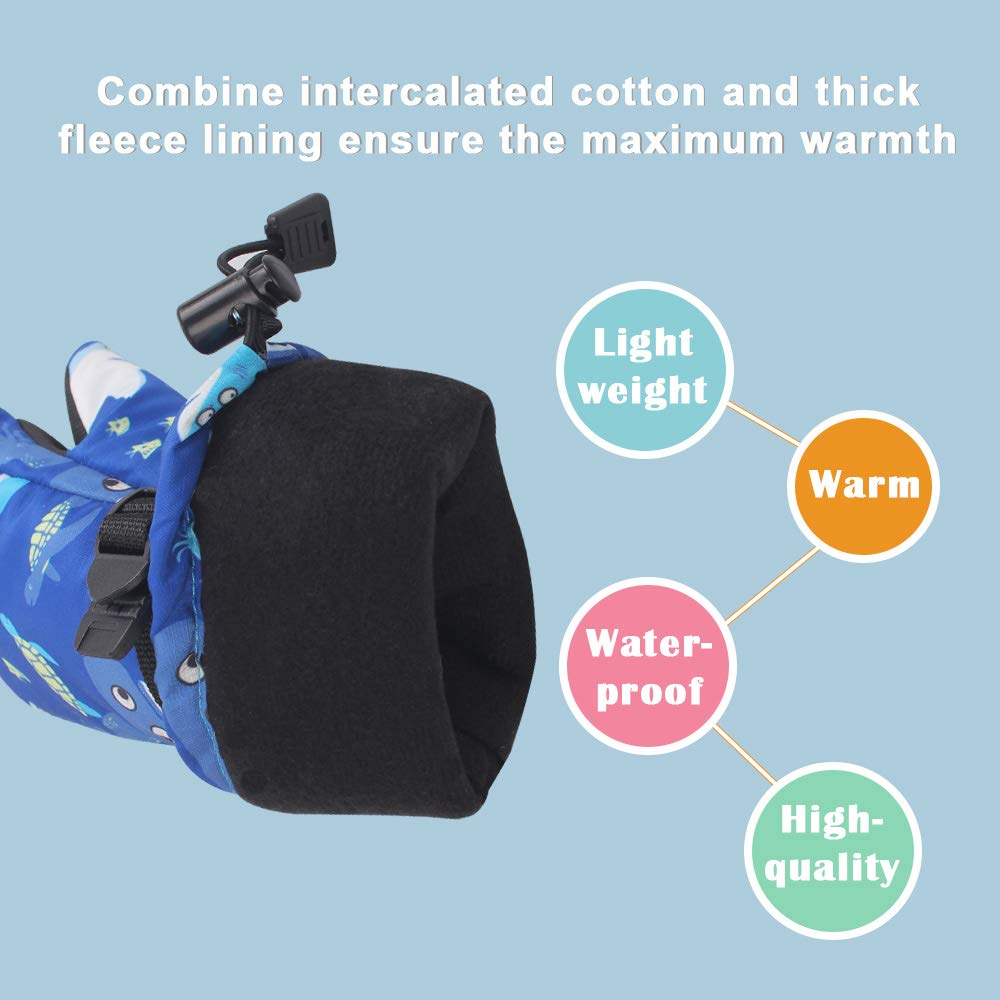Winter Kids Waterproof Gloves For Boys Girls Snow Ski Toddler Baby Mittens Outdoor For Infant Teens 1-5T (Shark, M(2-4T))