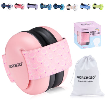 Worcbgio Infant Ear Protection Headphones With Adjustable Elastic Headband&Comfortable White Muffs Baby Earmuff Helps Sleep Well