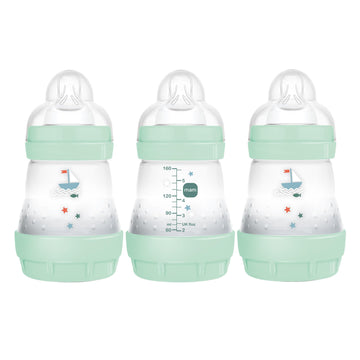 Mam Easy Start Anti Colic Baby Bottle, Easy Switch Between Breast And Bottle, Reduces Air Bubbles, 3 Pack, Newborn, Boy, Turquoi