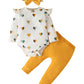 Fullfamous Baby Girl Clothes Gifts Outfits,Fall Winter Long Sleeve Romper And Pant Set Yellow Heart 12-18 Months