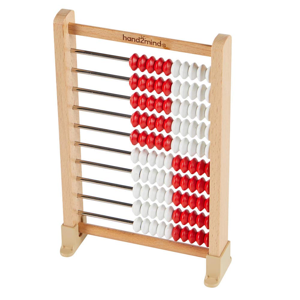 hand2mind Mini 100 Bead Wooden Rekenrek, Abacus for Kids Math, Math Manipulatives Kindergarten, Counting Rack for Kids, Counters