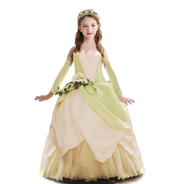Mdycw Princess Tiana Fairy Costume Halloween Dress Up For Girls, Special Occasion Dresses Birthday Party Fancy Outfits
