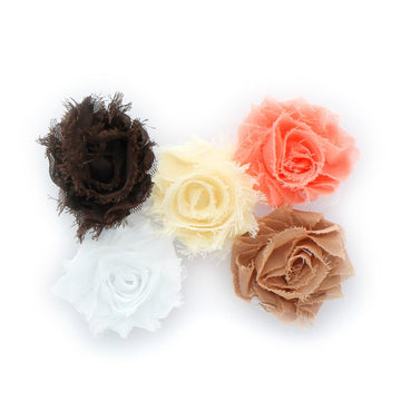 My Lello 1.75 Small Shabby Flower Baby Hair Clippie Variety 5-Pack - Brown/Peach/Ivory/White/Tan