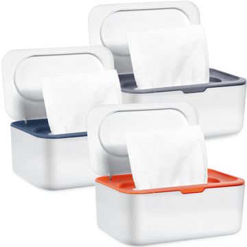 3 Pack Wipes Dispenser,Refillable Baby Wipe Dispenser,Baby Wipe Holder Keeps Wipes Fresh,Non-Slip Wipes Container With Sealing D