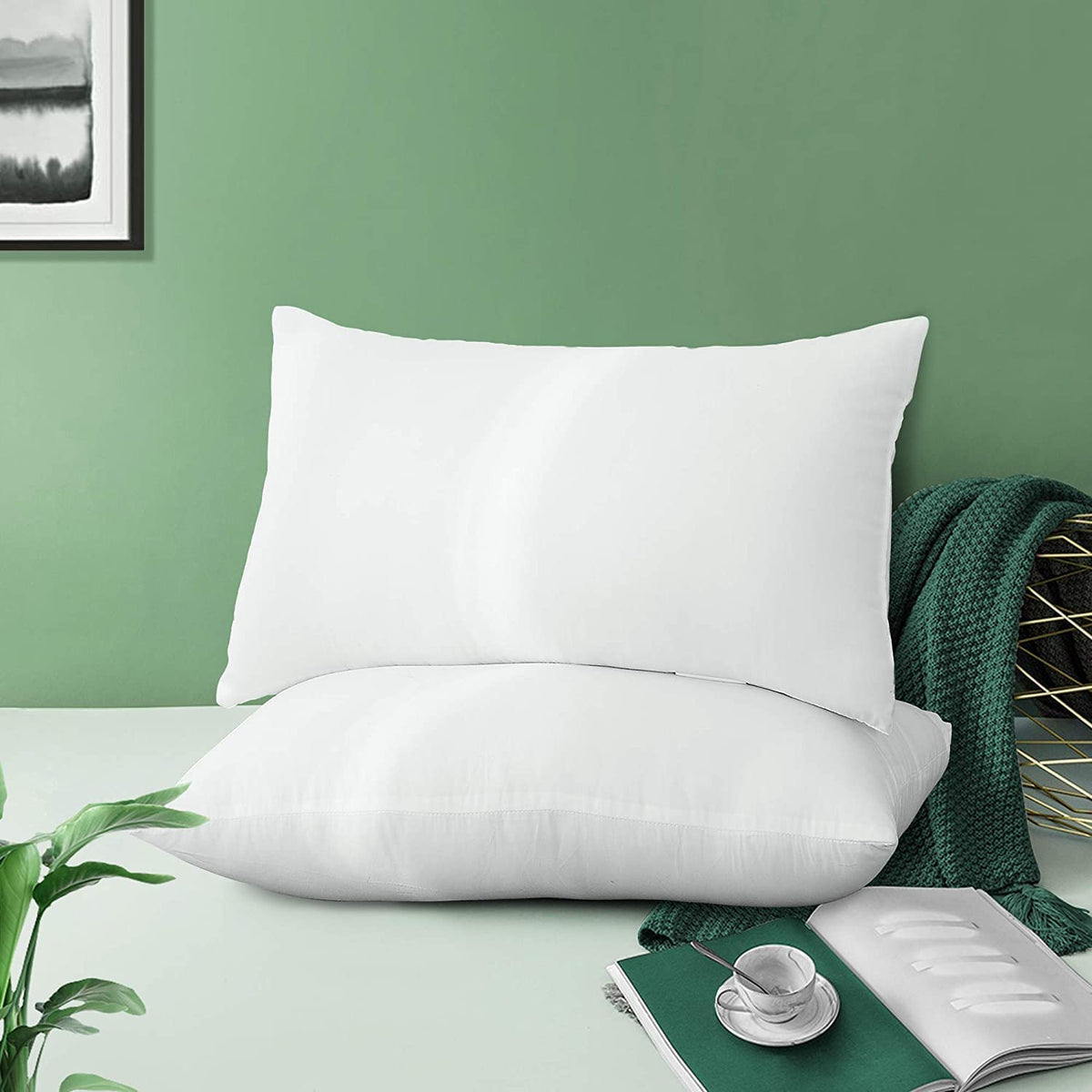 HFI UrbanArts Comfort Polyester Fiber Cushion Fillers  Pack of 2 Pcs, 14 x 20 Inches, 35 x 50 Cms, White