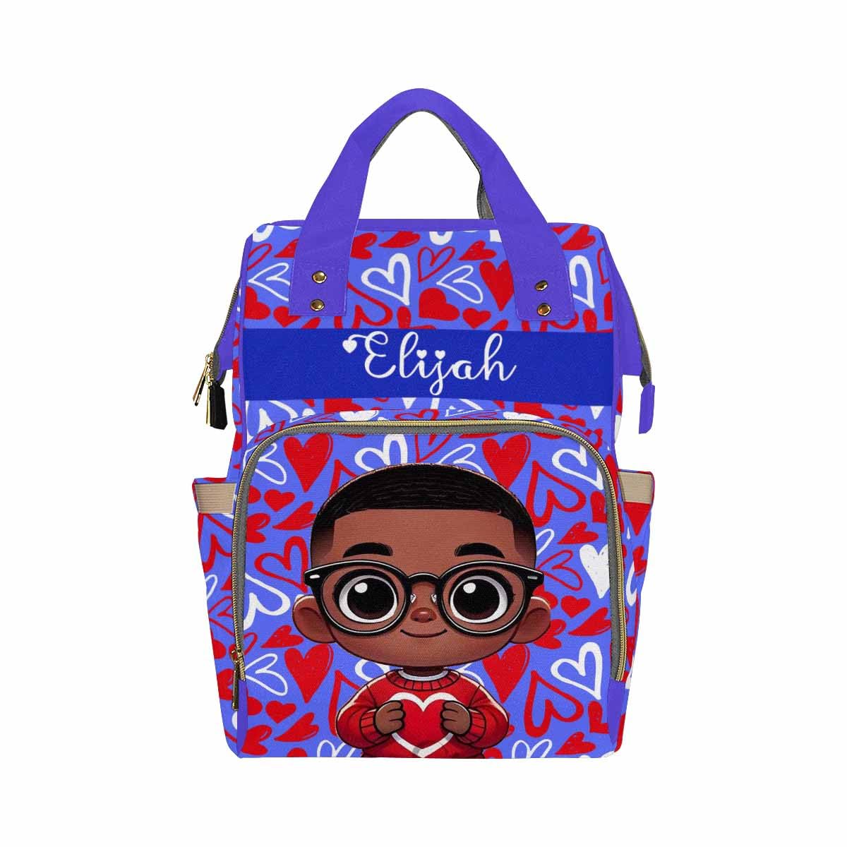 Customized School Bag With Name, Large Capacity Waterproof Diaper Bag, Cool Boy Print Monogram Nappy Backpack With Thermal Pocke