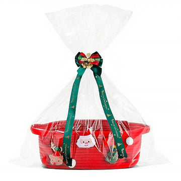 Poschnor Gift Basket Empty for Christmas, Christmas Decorative Baskets with Gift Bags and Ribbons, Small Cotton Rope Storage Bas