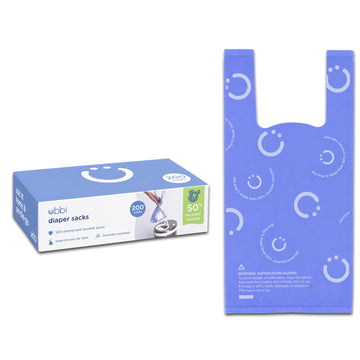 Ubbi Disposable Diaper Sacks, Lavender Scented, Easy-To-Tie Tabs, Diaper Disposal or Pet Waste Bags, 200 Count