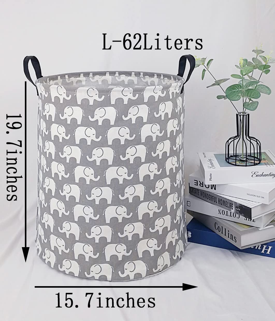 Kunro Baby Laundry Basket Baby Hamper For Nursery Elephant Toy Storage Bin Organizer For Kids Clothes Room Decor