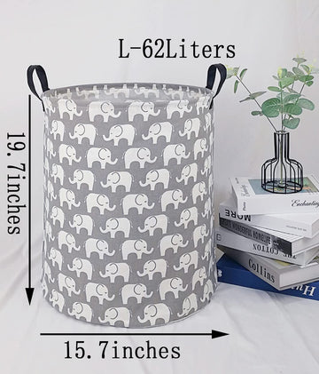Kunro Baby Laundry Basket Baby Hamper For Nursery Elephant Toy Storage Bin Organizer For Kids Clothes Room Decor