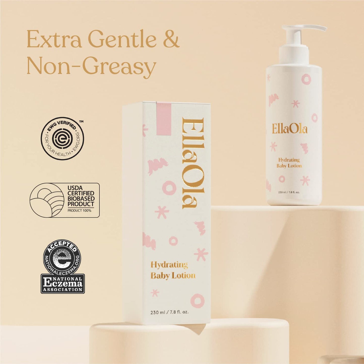 Ellaola Soothing Baby Lotion For Dry, Eczema Prone & Sensitive Skin With Jojoba Oil + Squalane - Moisturizing, Nourishing Lotion