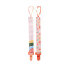 Nuby Pacifinder Baby Pacifier Clip - (2-Pack) - Pacifier Holder Clip with Convenient Hook Loop - Peach Stripes and Hearts