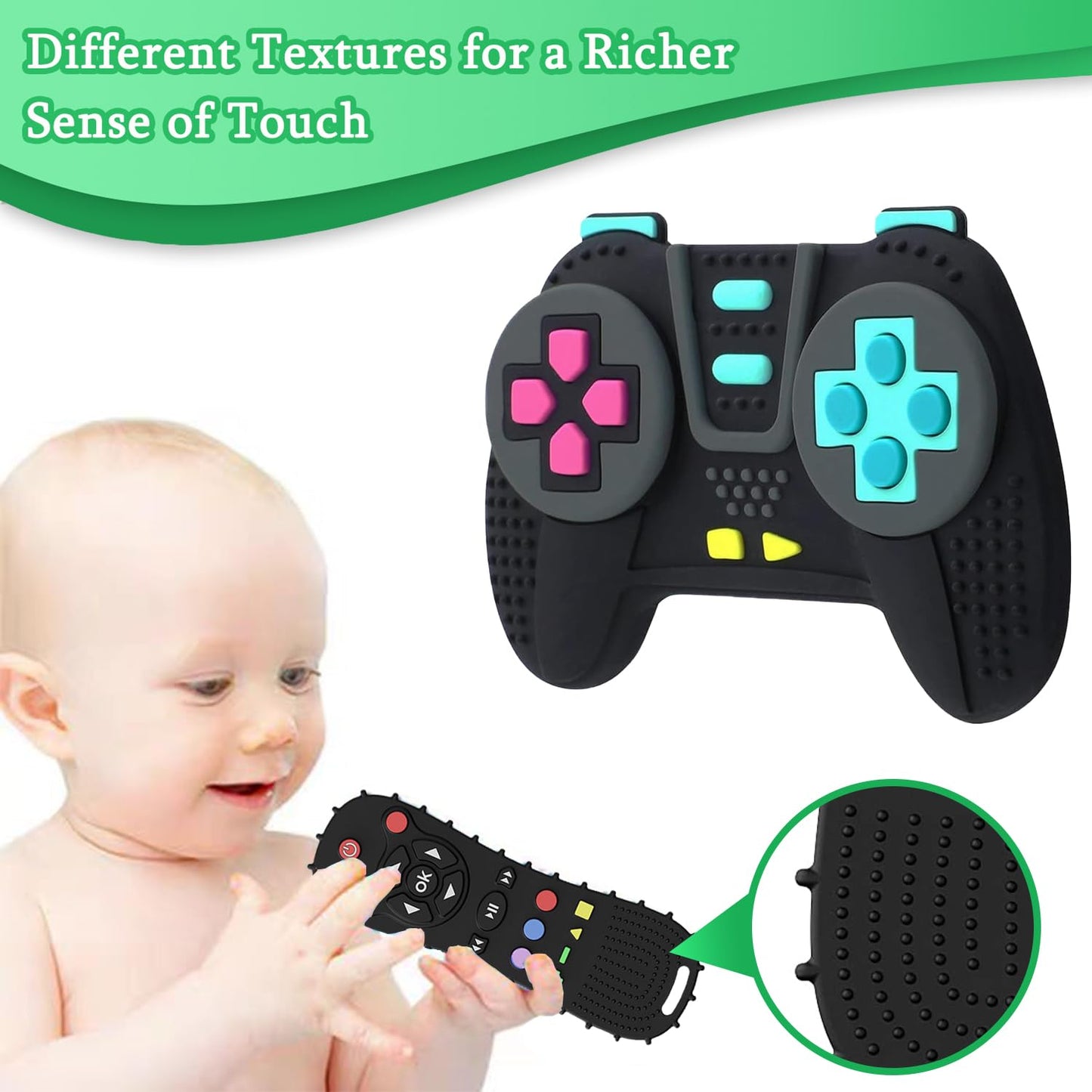 TIEDXIOY Baby Teething Toys Chew Toy,?BPA Free,CPC-Certified? Silicone Remote Control and Game Controller Teethers for Toddlers,