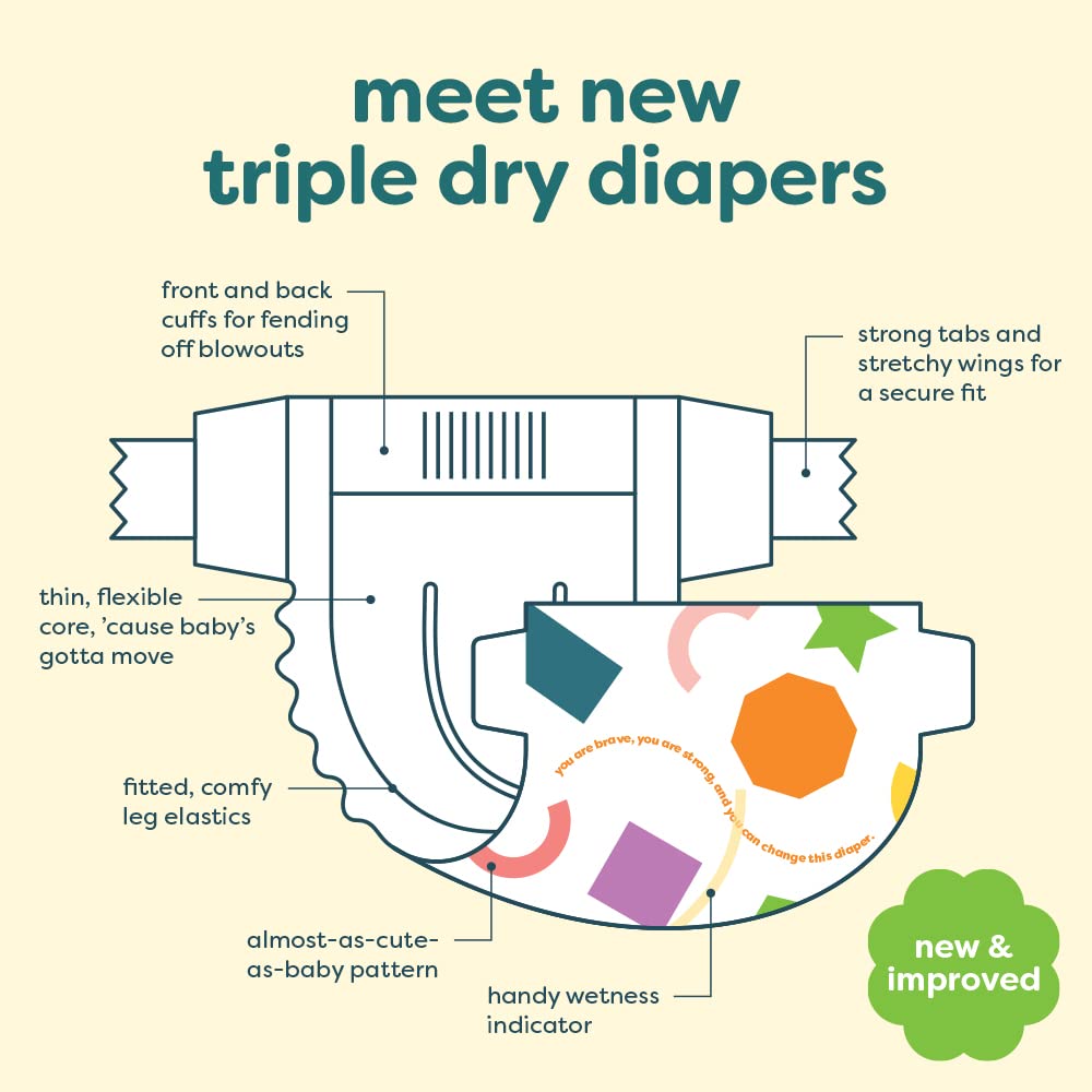 Babyganics Size 1, 160 Count, Absorbent, Breathable, Triple Dry Protection Diapers