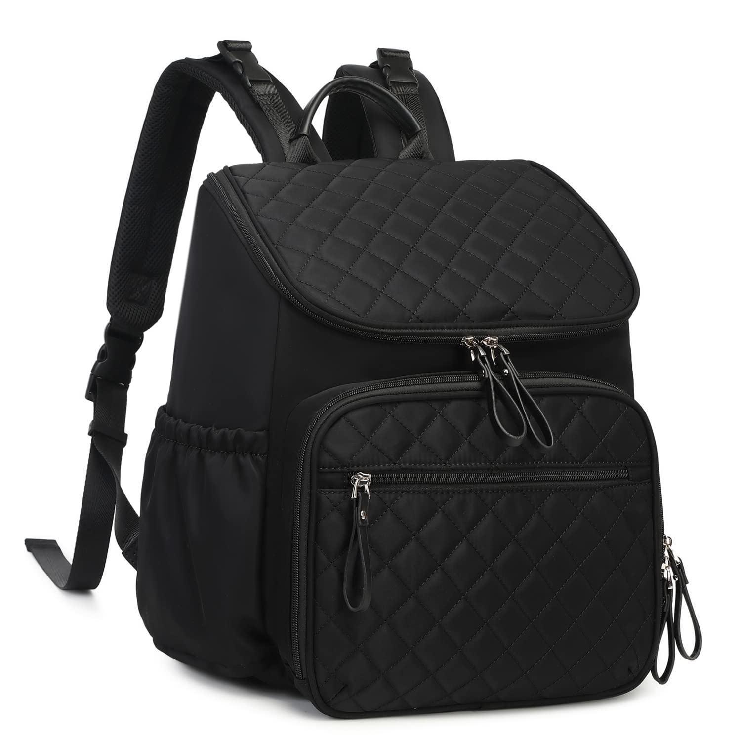 LORADI Large Capacity Diaper Bag Backpack with Stroller Buckle, Water-Resistant Travel Baby Bag with Insulated Pockets (Nylon, B