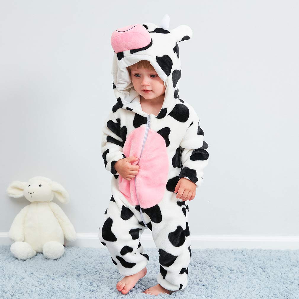 Qzerplay Unisex Kids Baby Cow Halloween Costumes Cartoon Outfit Hooded Homewear 70