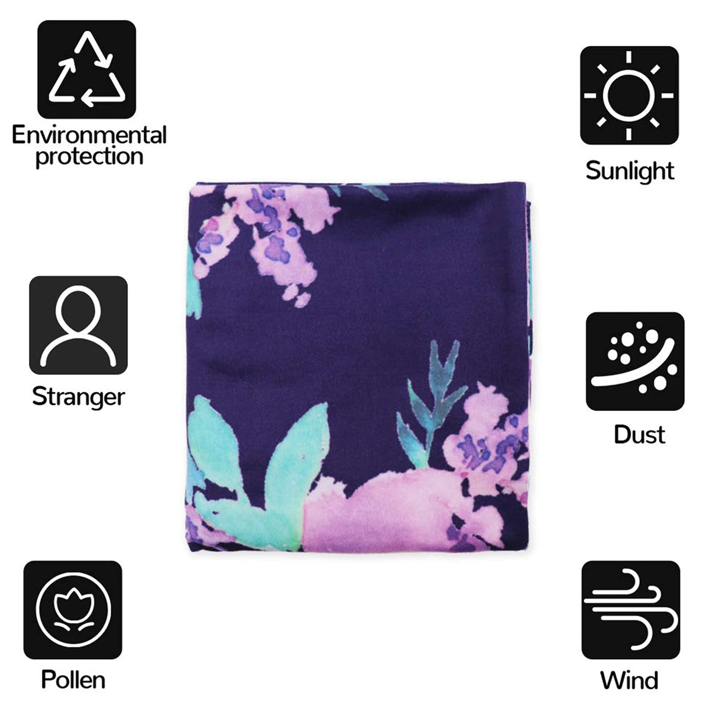 Carseat Cover Girls, Multiuse - Nursing Breastfeeding Covers, Purple Flower Theme, Car Seat Canopy, Stretchy Soft Breathable