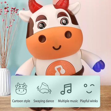 Rafonie Dance Cow Light up Dancing Cow for Active Fun, Dancing Cow Toy, Musical Cute Cow Toy, Interactive Music Cow Crawling Toy