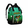Artsadd Customized Baby Girl Diaper Backpack, Green Glitter Stars Nappy Backpack Personalized Name Baby Bags With Insulated Pock